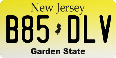 NJ license plate B85DLV