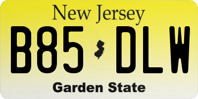 NJ license plate B85DLW