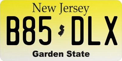 NJ license plate B85DLX