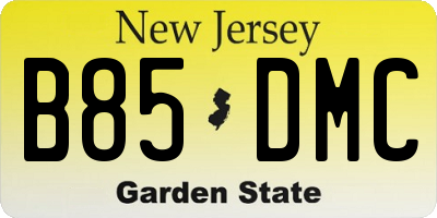 NJ license plate B85DMC