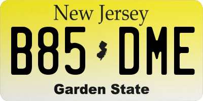 NJ license plate B85DME