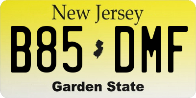 NJ license plate B85DMF