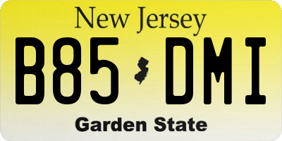 NJ license plate B85DMI