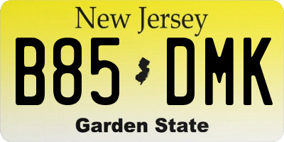 NJ license plate B85DMK