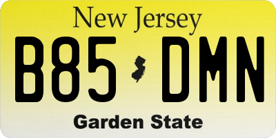 NJ license plate B85DMN