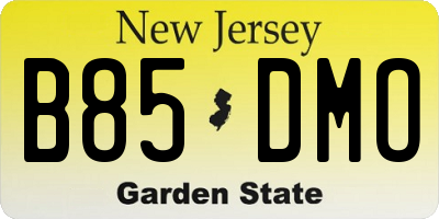 NJ license plate B85DMO
