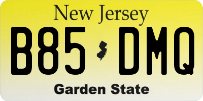 NJ license plate B85DMQ