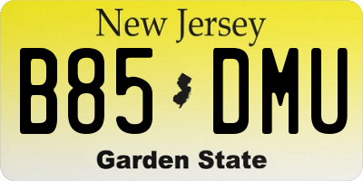 NJ license plate B85DMU
