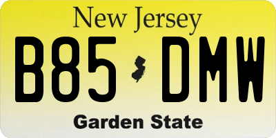 NJ license plate B85DMW