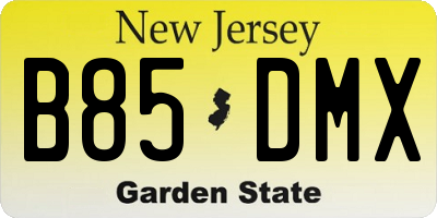 NJ license plate B85DMX