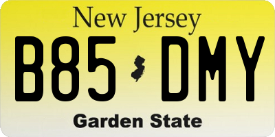 NJ license plate B85DMY
