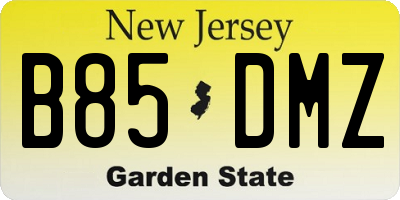 NJ license plate B85DMZ