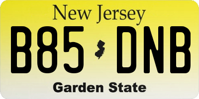 NJ license plate B85DNB