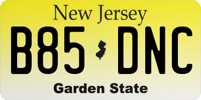 NJ license plate B85DNC