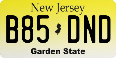 NJ license plate B85DND