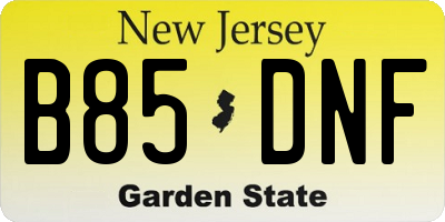 NJ license plate B85DNF