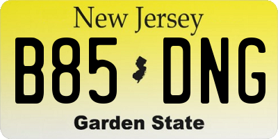 NJ license plate B85DNG