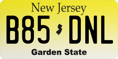 NJ license plate B85DNL