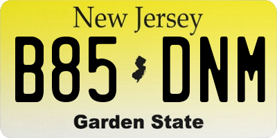 NJ license plate B85DNM