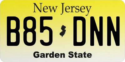 NJ license plate B85DNN