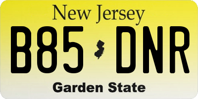 NJ license plate B85DNR