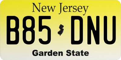 NJ license plate B85DNU