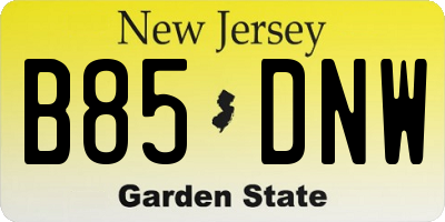 NJ license plate B85DNW