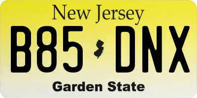 NJ license plate B85DNX