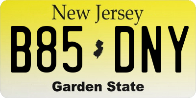 NJ license plate B85DNY