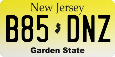 NJ license plate B85DNZ
