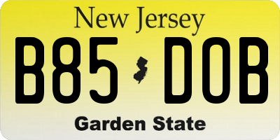 NJ license plate B85DOB