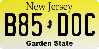 NJ license plate B85DOC