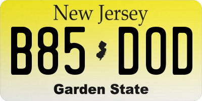 NJ license plate B85DOD