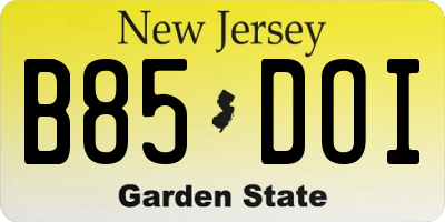 NJ license plate B85DOI