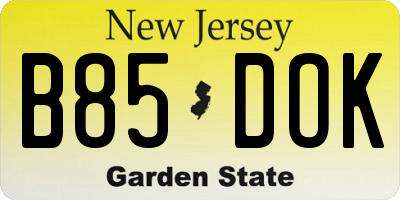 NJ license plate B85DOK
