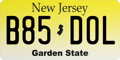 NJ license plate B85DOL