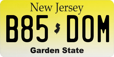 NJ license plate B85DOM