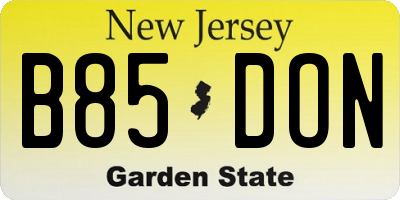 NJ license plate B85DON