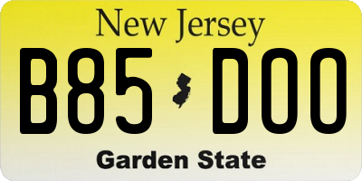 NJ license plate B85DOO