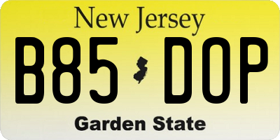 NJ license plate B85DOP
