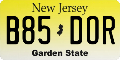 NJ license plate B85DOR