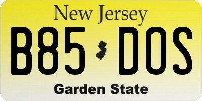 NJ license plate B85DOS