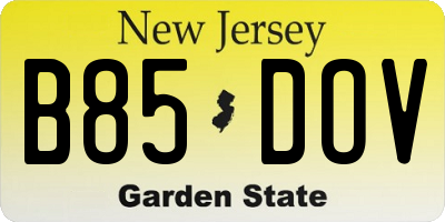 NJ license plate B85DOV