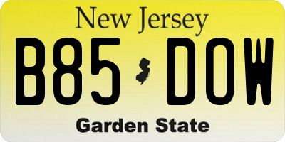 NJ license plate B85DOW