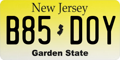 NJ license plate B85DOY