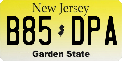 NJ license plate B85DPA