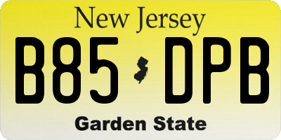 NJ license plate B85DPB