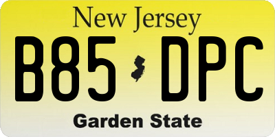 NJ license plate B85DPC
