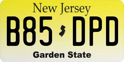 NJ license plate B85DPD