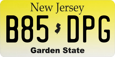 NJ license plate B85DPG